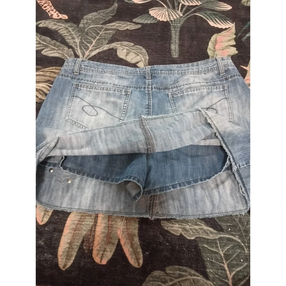 Vintage 90s Y2K Faded Glory Mini Jean Skirt Skirt Denim Women's 18 Paisley... - Picture 3 of 7